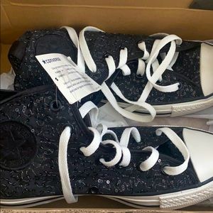 Converse Black Sequin High Tops